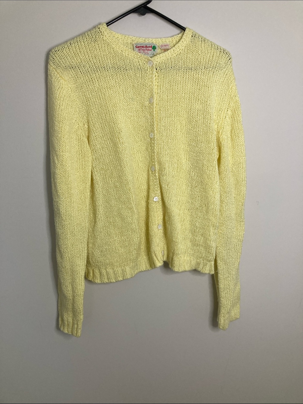 Pastel Yellow Knit Button-Up Cardigan by Caroll Reed